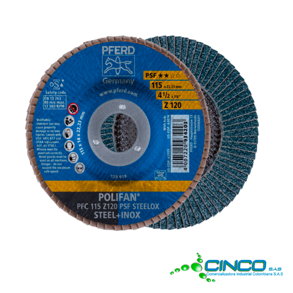 DISCO POLIFAN 4 ½” grano 40, 60, 80, 120