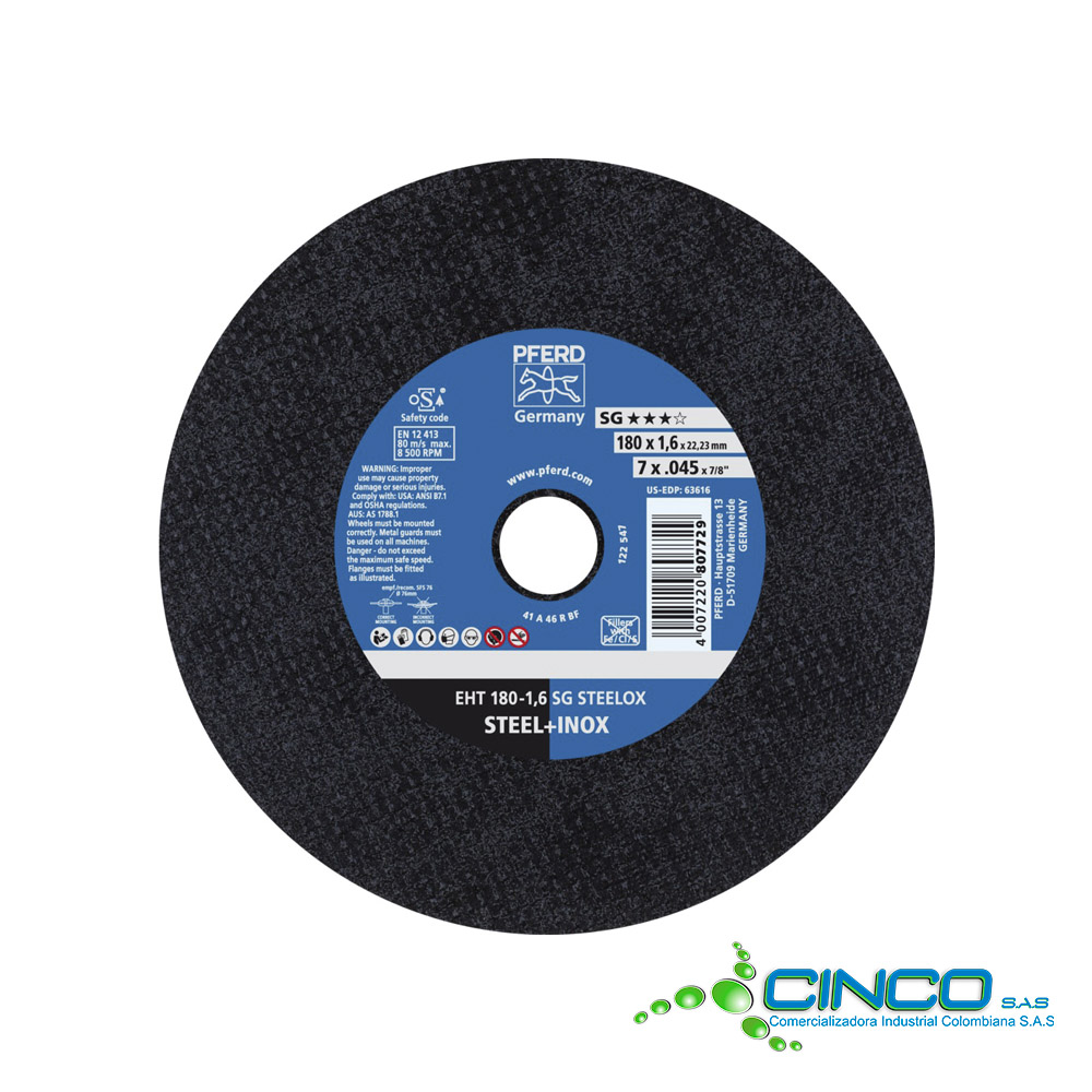 DISCO CORTE 7X 1.6 X 7-8A46 R SG-INOX